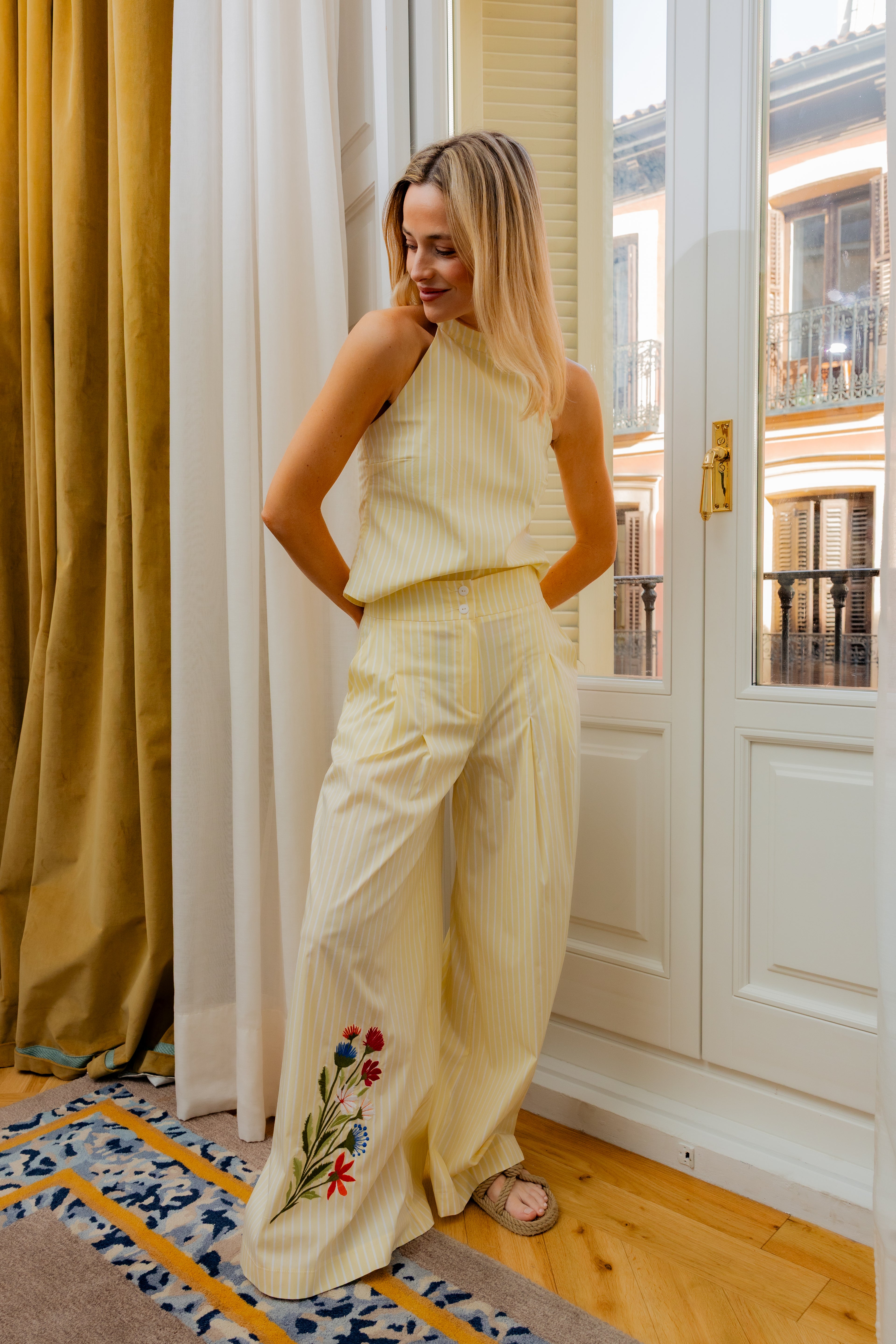 Pantalon palazzo brote amarillo